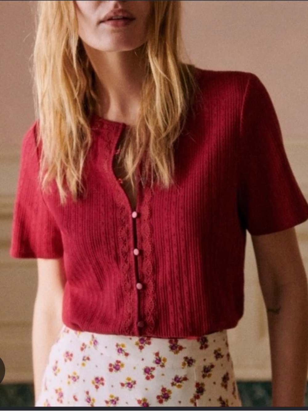 Sezane Laura T-Shirt in Cherry